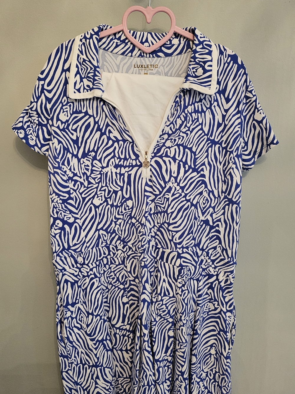 Lilly Pulitzer Luxletic Golf Dress Blue White Print w/ Shorts UPF 50